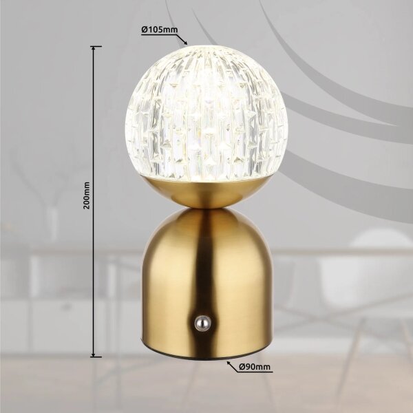 Globo 21007M-LED Димируема сензорна настолна лампа JULSY LED/2,5W/3,7V 2700/4000/6500K месинг