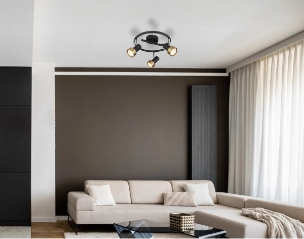 Globo 57917-3G - Спот MASON 3xGU10/25W/230V черен/златист