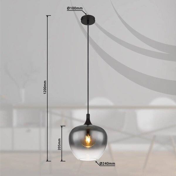 Globo 15548H - Пендел MAXY 1xE27/40W/230V Ø 24 см черен