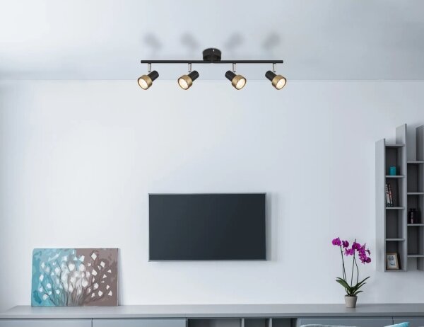 Globo 57917-4G - Спот MASON 4xGU10/25W/230V черен/златист