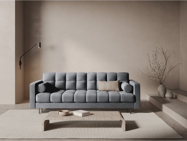 Светлосив кадифен разтегателен диван с място за съхранение 222 cm Bali – Cosmopolitan Design