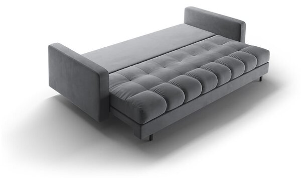 Светлосив кадифен разтегателен диван с място за съхранение 222 cm Bali – Cosmopolitan Design