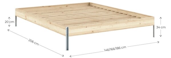 Кафяво двойно легло от масивен бор с включена подматрачна рамка 140x200 cm Core – Karup Design