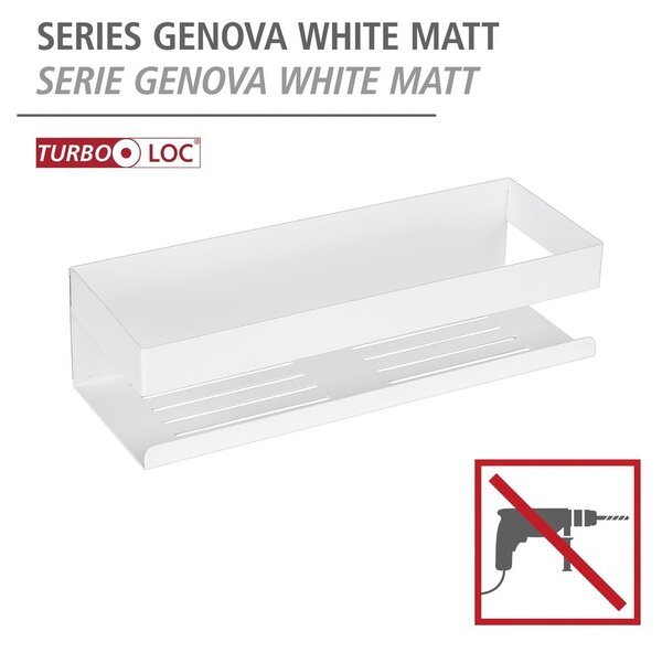 Рафт за баня без пробиване от неръждаема стомана в матово бял цвят Genova – Wenko