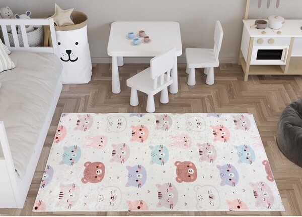 Детски килим подходящ за пране в цвят слонова кост 120x180 cm Cute Animals – Vitaus