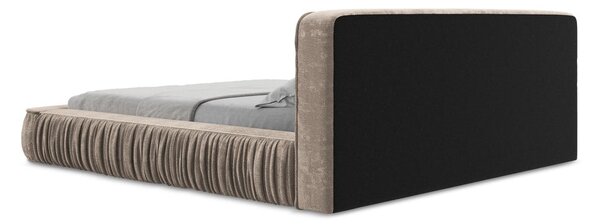 Бежово тапицирано двойно легло с място за съхранение и решетка 160x200 cm Keoni - Makamii