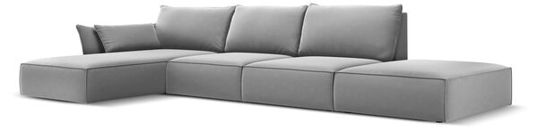 Светлосив кадифен ъглов диван (ляв ъгъл) Vanda – Mazzini Sofas