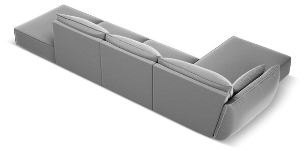 Светлосив кадифен ъглов диван (ляв ъгъл) Vanda – Mazzini Sofas