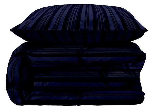 Тъмносиньо единично удължено спално бельо от дамаск 140x220 cm Noble – Södahl