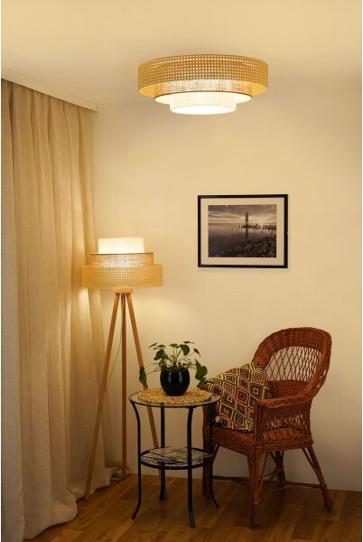 Brilagi - LED таванно осветително тяло CEDAR LUNETA LED/26W/230V ратан/кафяв/кремав