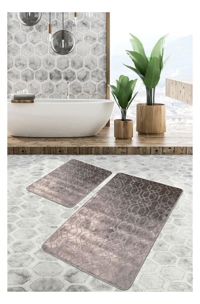 Сиви кадифени килими за баня в комплект от 2 бр. 60x100 cm – Mila Home