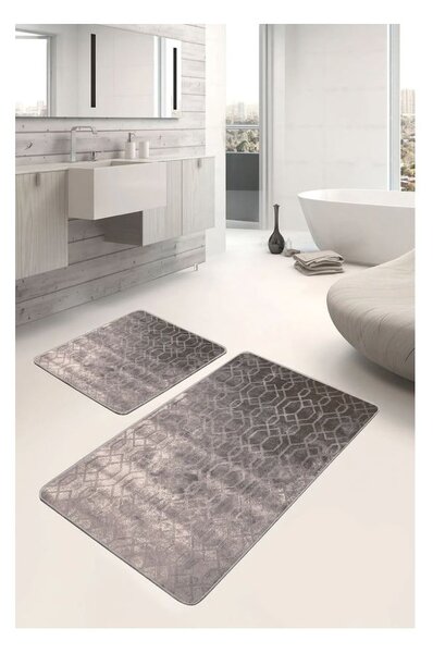Сиви кадифени килими за баня в комплект от 2 бр. 60x100 cm – Mila Home