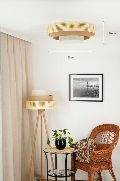 Brilagi - LED таванно осветително тяло CEDAR LUNETA LED/26W/230V ратан/кафяв/кремав