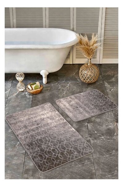 Сиви кадифени килими за баня в комплект от 2 бр. 60x100 cm – Mila Home