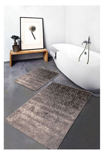 Сиви кадифени килими за баня в комплект от 2 бр. 60x100 cm – Mila Home