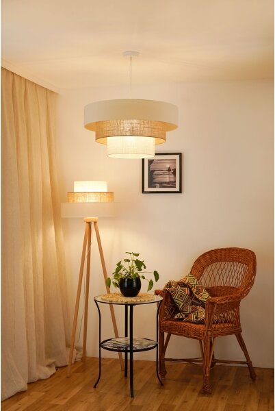 Brilagi - Подова лампа DENVER LUNETA 1xE27/15W/230V беж/кафяв/крем