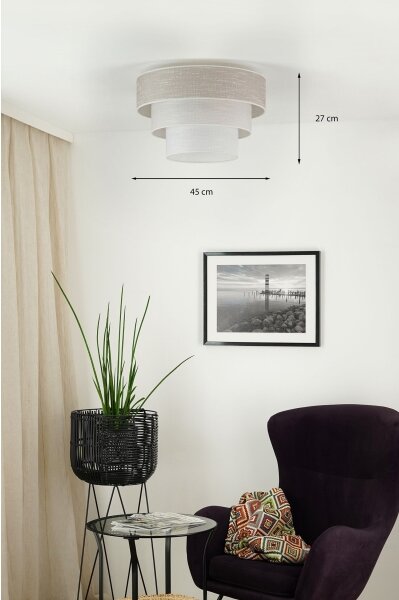 Brilagi - Плафон ALASKA LUNETA 1xE27/15W/230V Ø 45 см сив/кремав