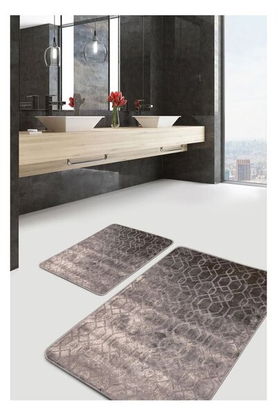Сиви кадифени килими за баня в комплект от 2 бр. 60x100 cm – Mila Home