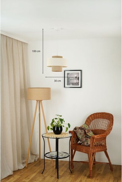 Brilagi - Полилей DALLAS 1xE27/15W/230V, Ø 30 см, кафяв/крем/бял