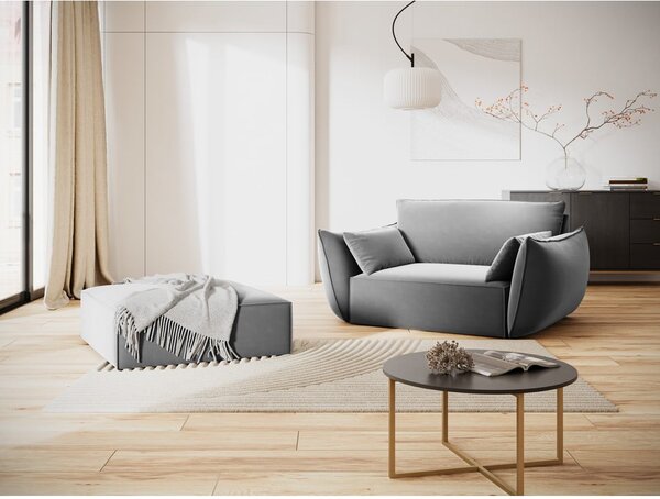 Светлосива кадифена табуретка Vanda – Mazzini Sofas