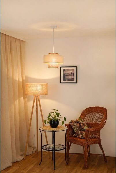 Brilagi - Полилей DALLAS 1xE27/15W/230V, Ø 30 см, кафяв/крем/бял