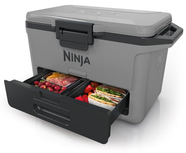 Хладилна кутия Ninja FrostVault FB151EUGY, 47 л, Пасивна, 80 кена, Поддържа лед до 6 дни, Сухо отделение, Сив