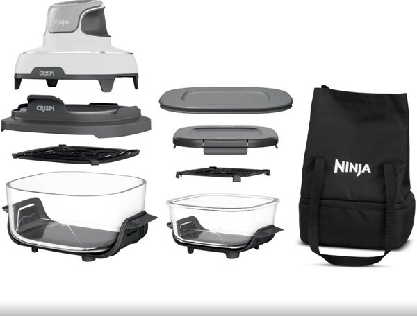 Фритюрник с горещ въздух 4в1 Ninja CRISPi FN102EU, 1700W, 3.8 + 1.4 л, 70-185°C, TempWare, Керамични плочи, Без PFAS, Преносим дизайн, Бял