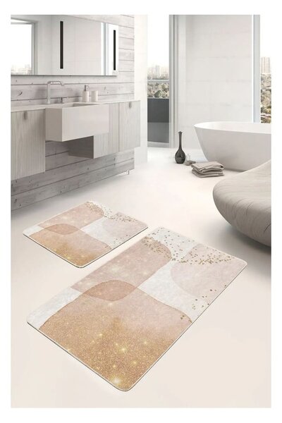 Бежови кадифени килими за баня в комплект от 2 бр. 60x100 cm – Mila Home