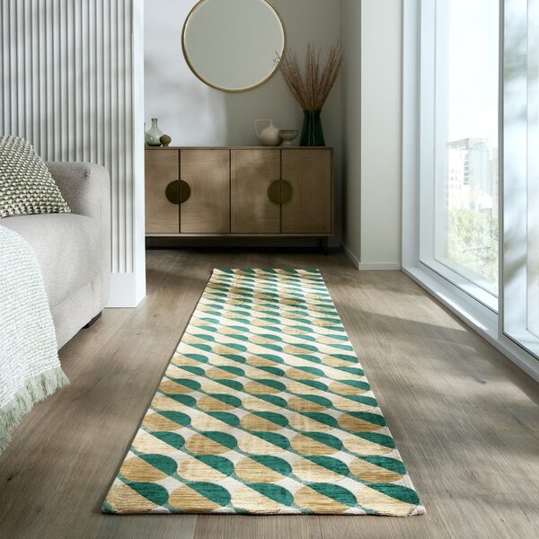 Жълто-зелена пътека 60x230 cm Carlos Circle Geo – Flair Rugs
