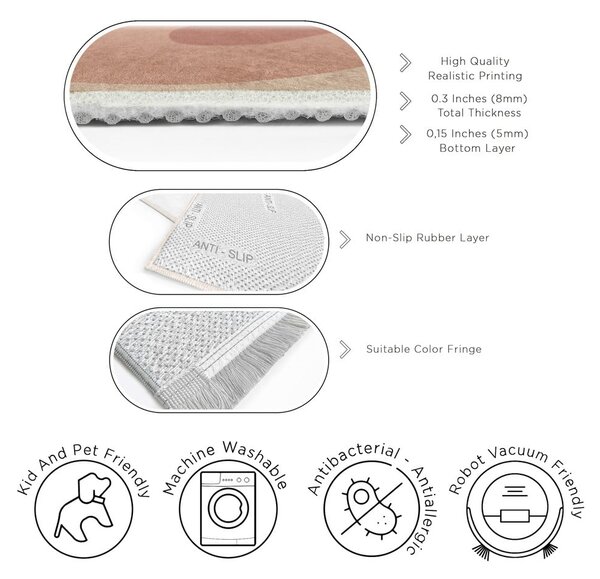 Килим подходящ за пране в цвят жълта охра и сиво-розов 160x230 cm Strawberry Creamsicle – Mila Home