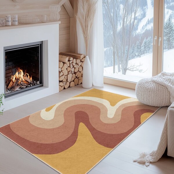 Пътека подходяща за пране в цвят жълта охра и сиво-розова 80x200 cm Strawberry Creamsicle – Mila Home