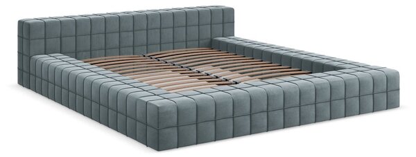 Светлосиньо двойно тапицирано легло с включена подматрачна рамка 160x200 cm Akela – Makamii