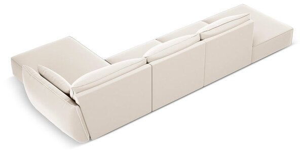Бежов кадифен ъглов диван (десен ъгъл) Vanda – Mazzini Sofas