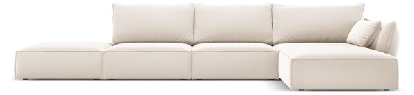 Бежов кадифен ъглов диван (десен ъгъл) Vanda – Mazzini Sofas