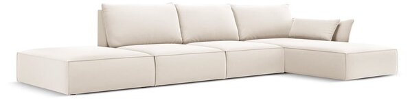 Бежов кадифен ъглов диван (десен ъгъл) Vanda – Mazzini Sofas