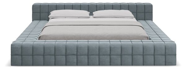 Светлосиньо двойно тапицирано легло с включена подматрачна рамка 160x200 cm Akela – Makamii