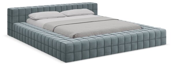 Светлосиньо двойно тапицирано легло с включена подматрачна рамка 160x200 cm Akela – Makamii