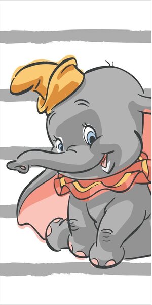 Бяла-сива памучна детска кърпа 70x140 cm Dumbo "Stripe" – Jerry Fabrics
