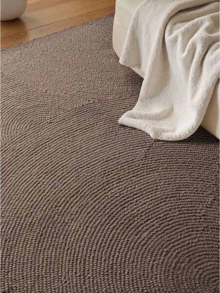 Кафяво-сив ръчно изработен вълнен килим 80x150 cm Calmio – Hanse Home