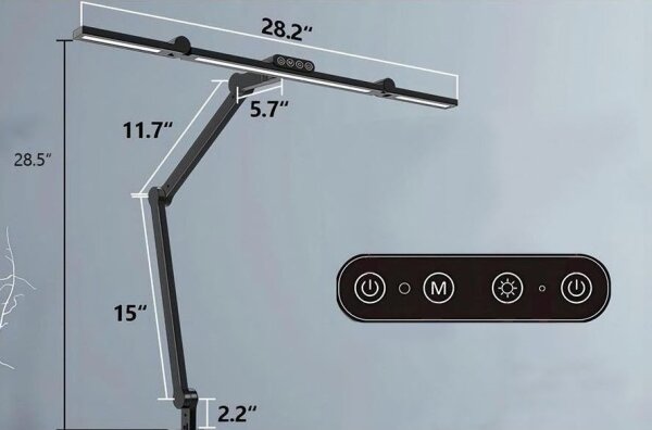 LED регулируема настолна лампа с докосване 24W 230V 3000-6500K CRI 92 черна