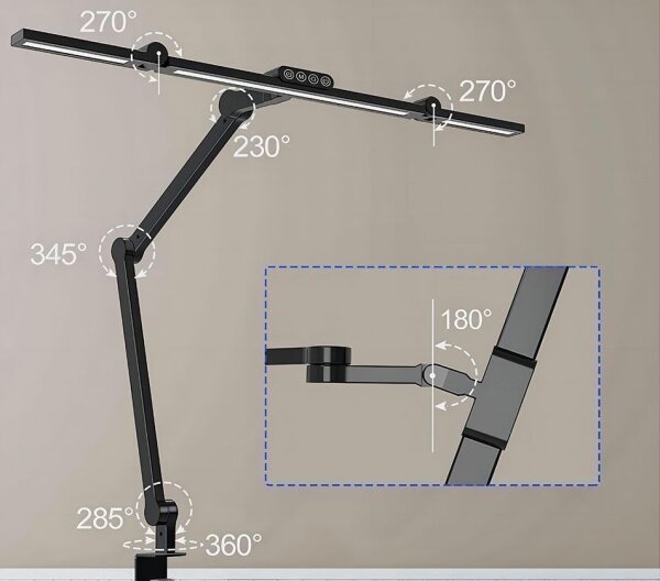 LED регулируема настолна лампа с докосване 24W 230V 3000-6500K CRI 92 черна