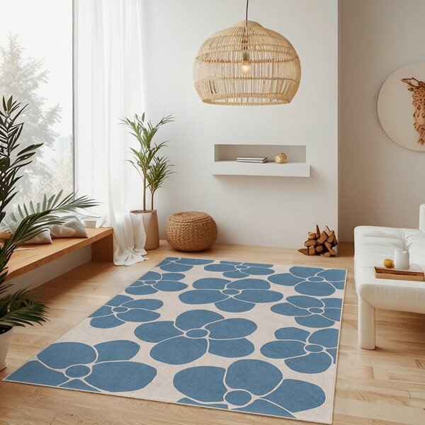 Синя пътека подходяща за пране 80x200 cm Blue Meadow – Mila Home