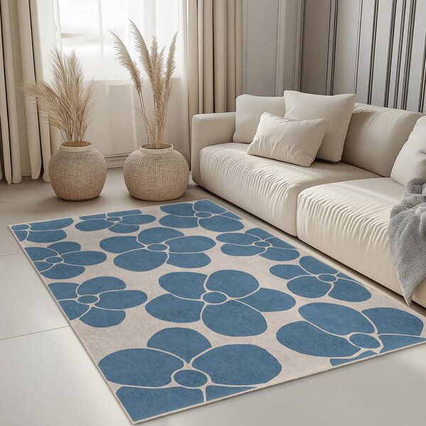 Синя пътека подходяща за пране 80x200 cm Blue Meadow – Mila Home
