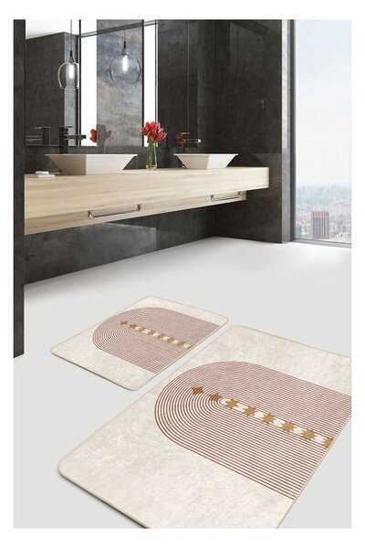 Бежови кадифени килими за баня в комплект от 2 бр. 60x100 cm – Mila Home