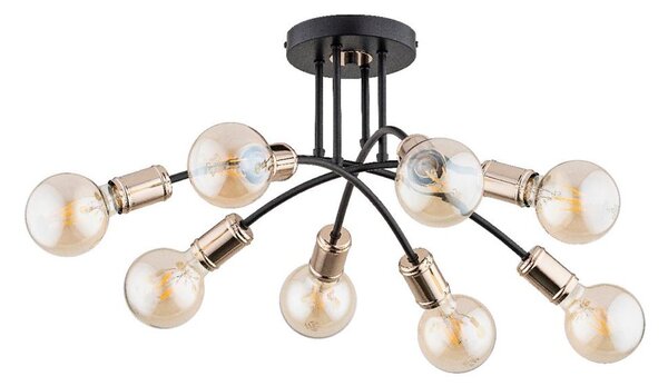 Полилей за повърхностен монтаж LANTI 8xE27/15W/230V златист/черен
