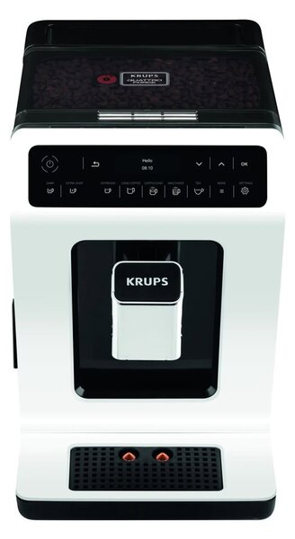 Кафеавтомат Krups Evidence EA891110, 1450W, 15 bar, 2.3 л. вместимост на резервоара за вода, 3 настройки на мелачката, 3 температурни настройки, 15 рецепти, Thermoblock система, бяла