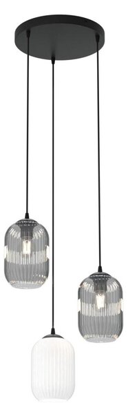 Пендел VERDI 3xE27/15W/230V Ø 30 см черен/сив/бял