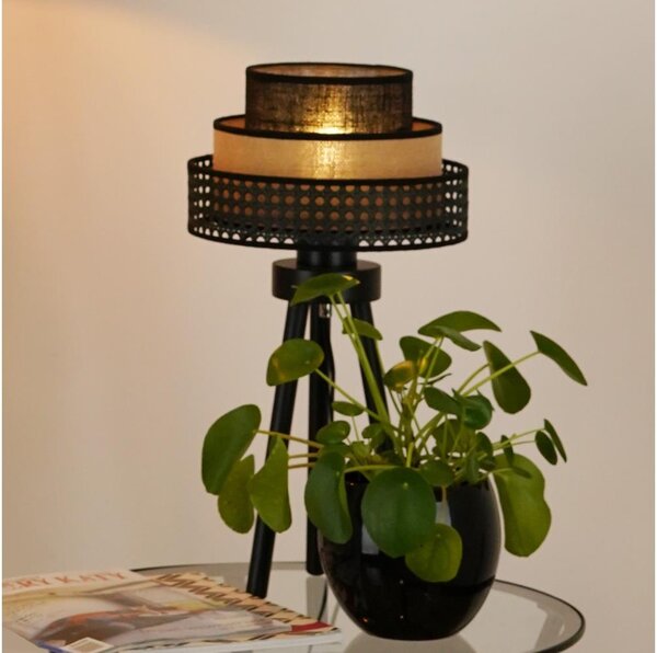 Brilagi - Настолна лампа DAKOTA LUNETA 1xE27/15W/230V черна/ратан