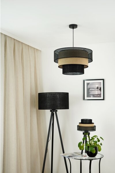 Brilagi - Настолна лампа DAKOTA LUNETA 1xE27/15W/230V черна/ратан