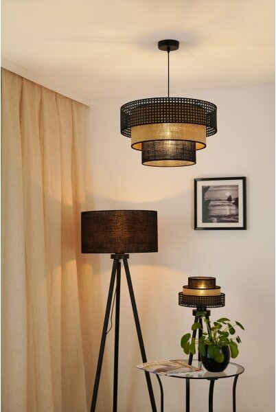 Brilagi - Настолна лампа DAKOTA LUNETA 1xE27/15W/230V черна/ратан